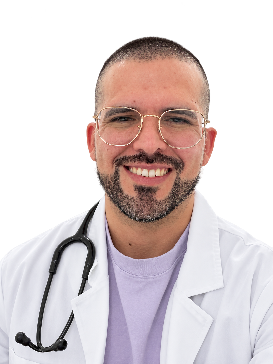 Dr. Mario Latorre, médico internista y creador de Medicina Interna Educa, sonriendo con delantal blanco y estetoscopio.
